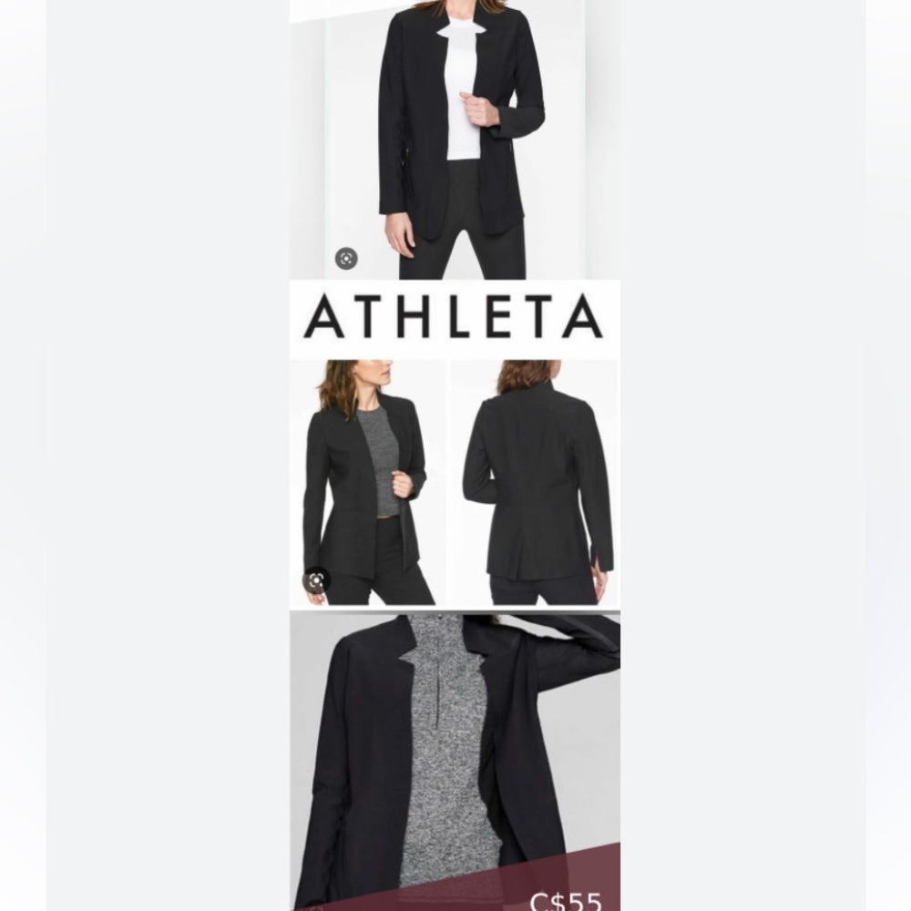 Athleta Cosmic Blazer Womens Black Open Front Stretch lined Jacket Extra… - Picture 3 of 10